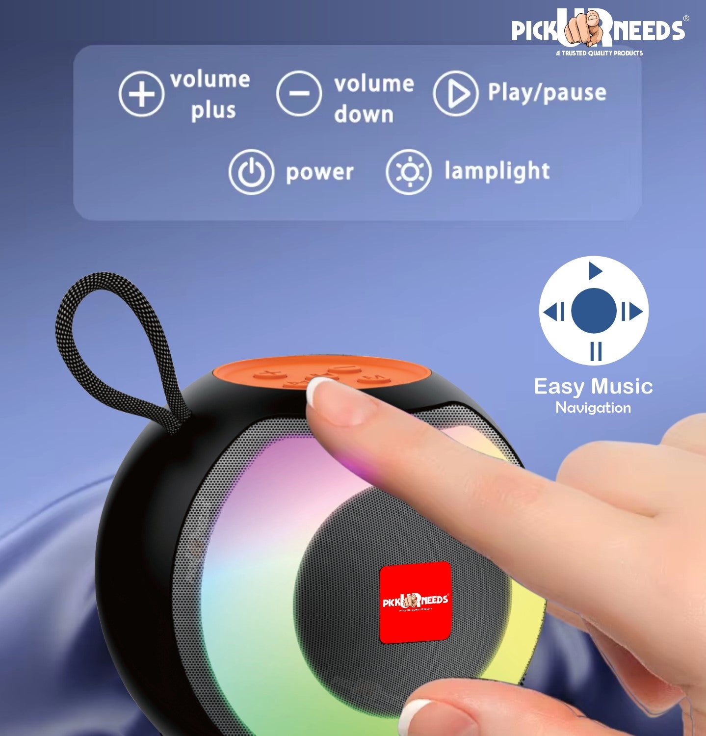 Pick Ur Needs Compact Rechargeable Wireless Thunder Sound 5W Bluetooth Speaker– Support FM/USB  (Black)